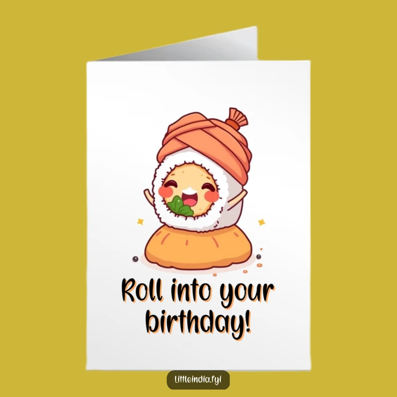 Free Printable Birthday Card: Happy Sushi Roll Spice Ride Fun