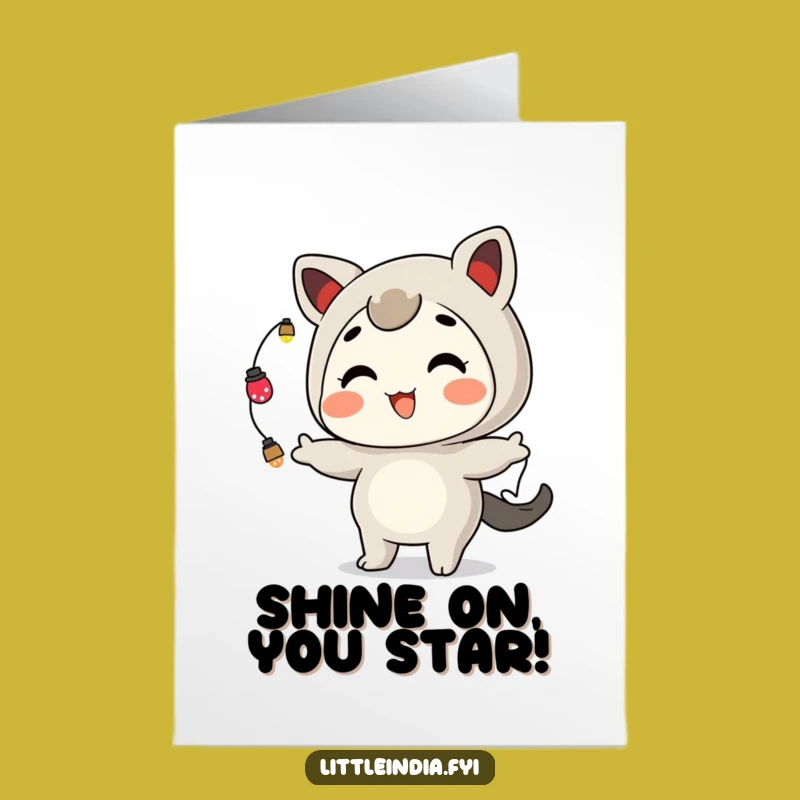 Free Printable Congrats Card: Juggling Lights Funny Downloadable Greeting for Festive Wins