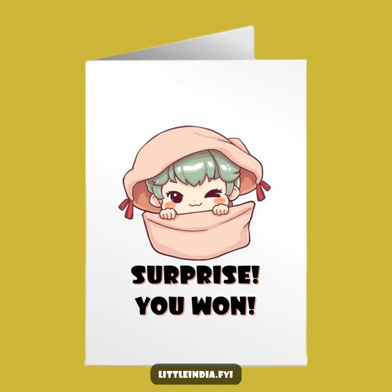 Free Printable Congrats Card: Mischievous Win, Market Surprise Funny Downloadable Gift