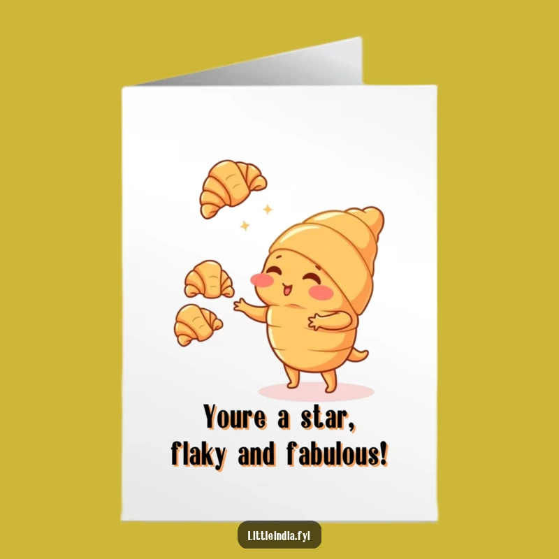 Free Printable Croissant Congrats Card: Juggling Pastries Humor Download