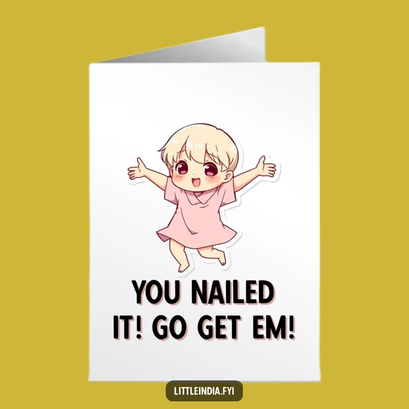 Free Printable Congrats Card: Joyful Dancing Character Downloadable for Success!