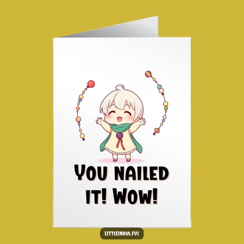 Free Printable Congrats Card: Comical Juggling Beads Character, Amazing Downloadable Gift!