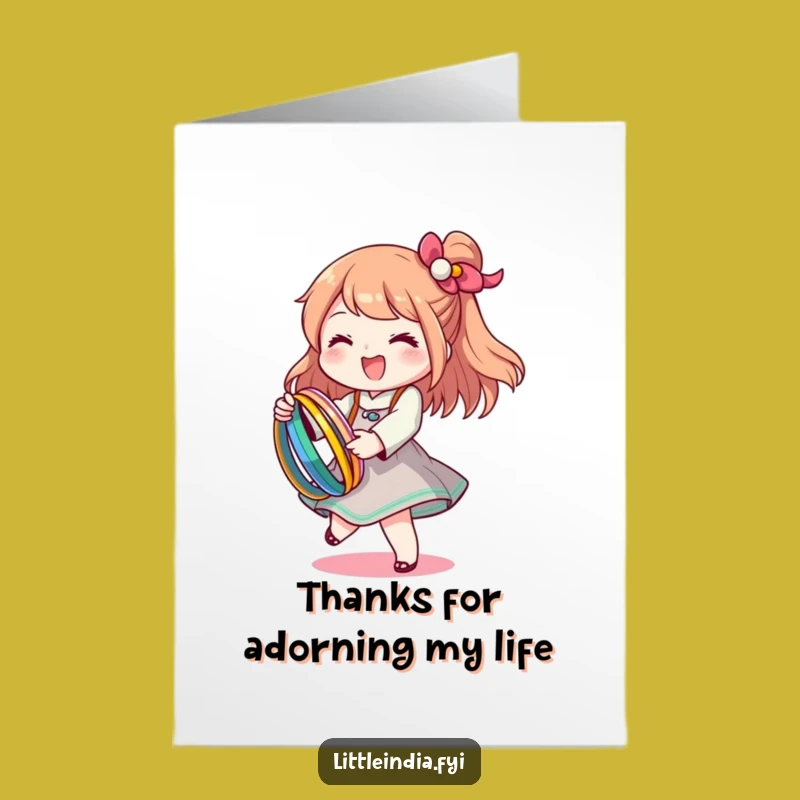 Free Printable Thank You Card: Bangle Twirl Character, Funny Downloadable Gift for Gratitude