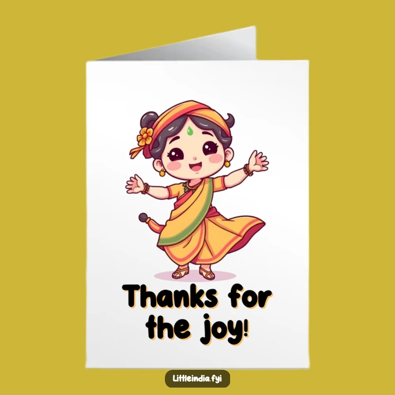 Free Printable Thank You Card: Dancing Sari Character Gratitude, Downloadable Gift