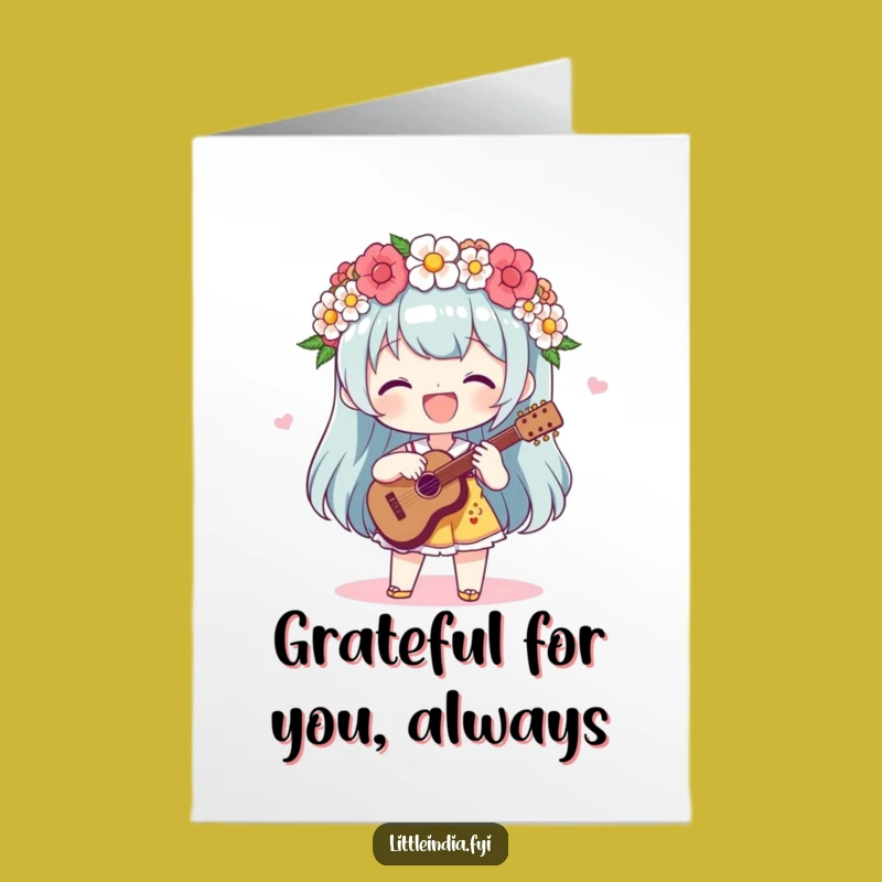 Free Printable Thank You Card: Funny Flower Garland Character Music Beat Downloadable