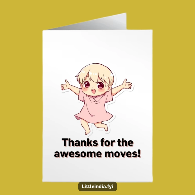 Free Printable Thank You Card: Groovy Dancing Character Downloadable Appreciation!