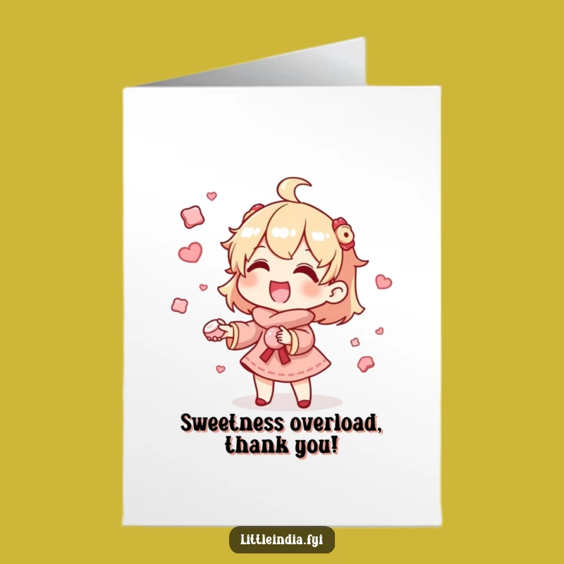 Free Printable Thank You Card: Juggling Sweets Character, Humorous Downloadable Note for Thanks