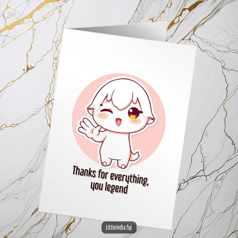 Funny Free Printable Thank You Card with a playful character giving a sarcastic hand gesture, perfect for a witty thank you.