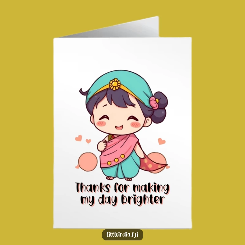 Free Printable Thank You Card: Sari Character Smiles for Your Kindness