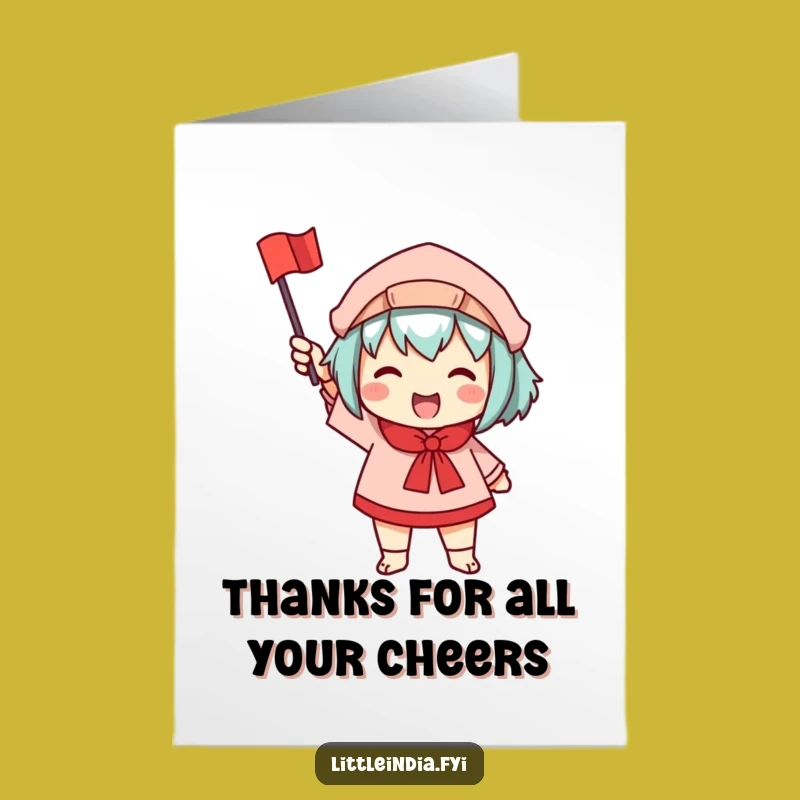 Free Printable Thank You Card: Waving Flag Character, Grateful Downloadable Gift!
