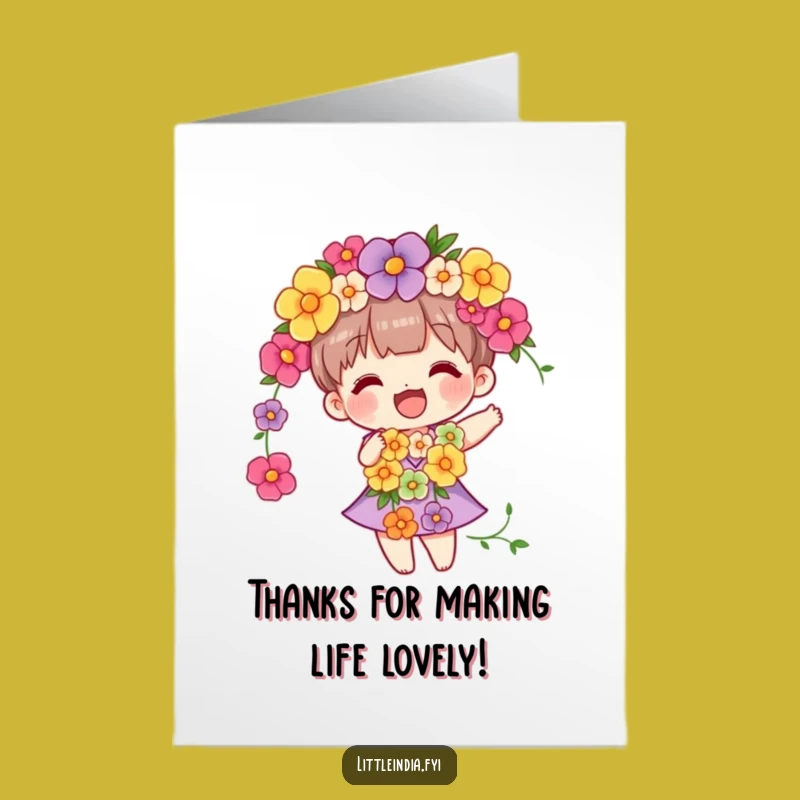Free Printable Funny Thank You Card: Flower Garland Sway Character DIY