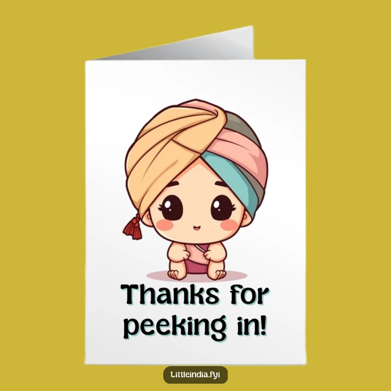 Free Printable Thank You Card: Turban Character Appreciative Peek