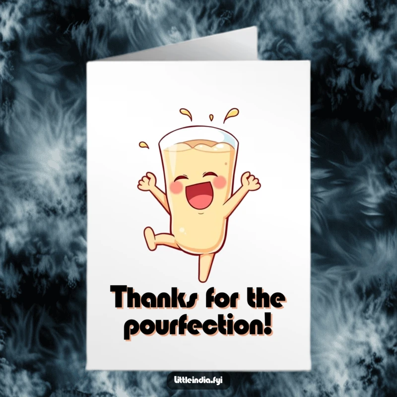 Funny Free Printable Thank You Card: A joyful teh tarik glass executing a perfect, gravity-defying somersault.