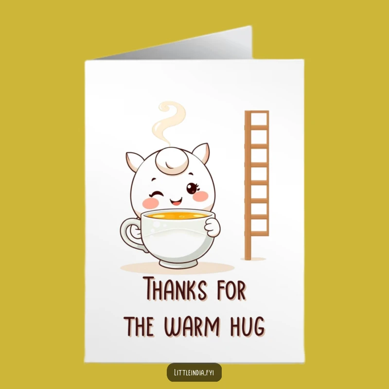 Free Printable Thank You Card: Cozy Tea Character - Funny DIY Gift!