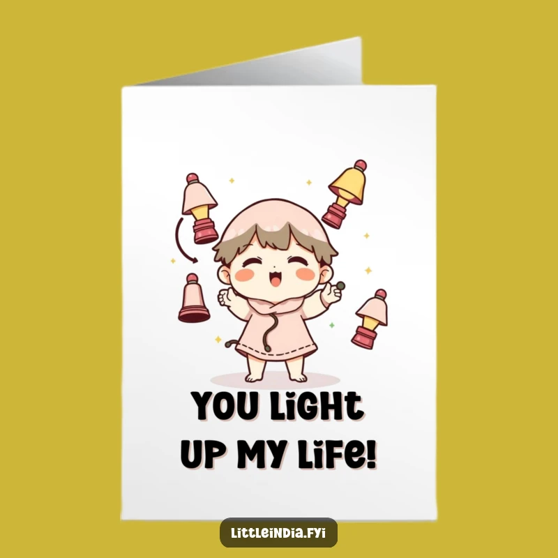 Free Printable Funny Thank You Card: Juggling Lamps Character DIY Download