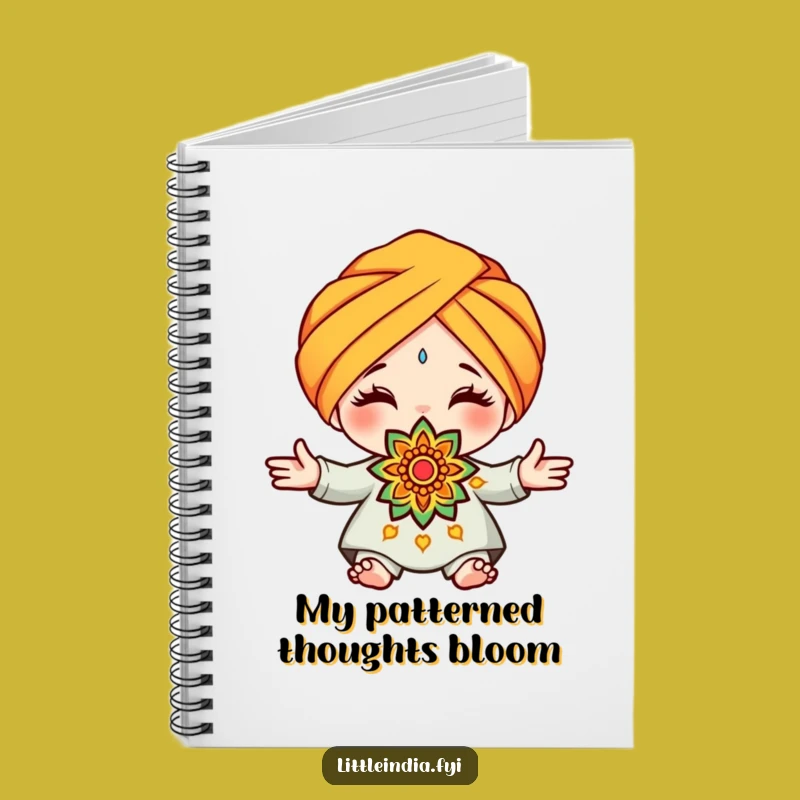 Funny Turban Rangoli Notebook - Cute Character Offering Art Journal Gift