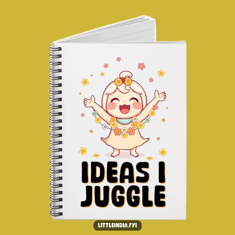Funny Juggling Flower Garlands Notebook, Jot Down Happy Thoughts