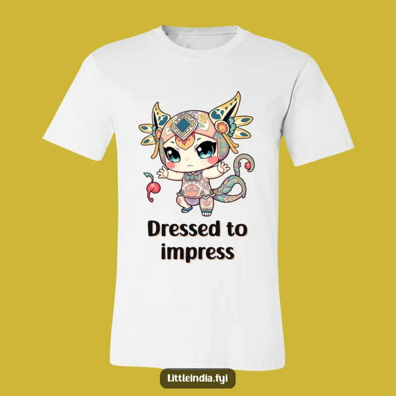 Patterned Character T-Shirt - Dynamic Pose, Unique & Funny Fashion Statement