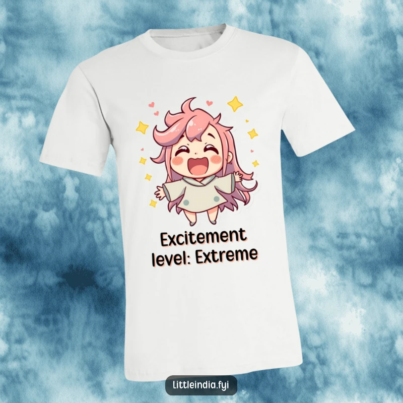 Funny Celebration T-Shirt: Jubilant character reveling in a lively atmosphere with unbridled excitement and happiness.