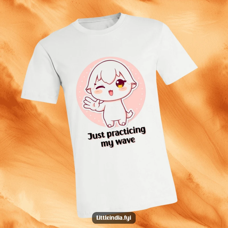 Funny T-Shirt with a playful character striking a graceful, attention-grabbing hand gesture, symbolizing charm and humor for the wearer.