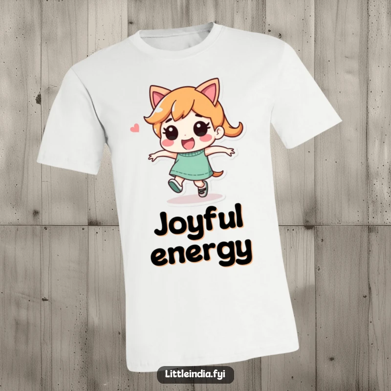 Funny T-Shirt: Playful character captured mid-skip with infectious joy and energetic, lighthearted movement.