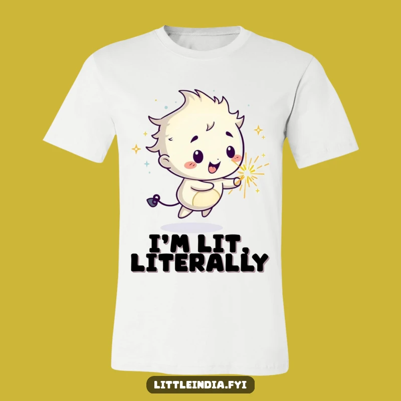Funny Sparkler T-Shirt: Mischievous Character Trail of Joyful Fun