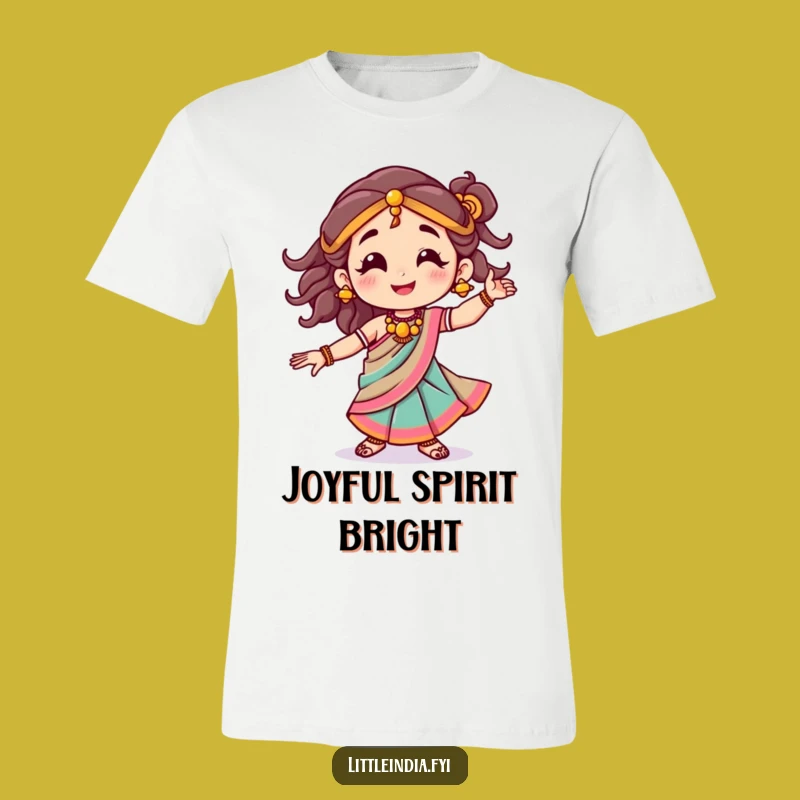 Funny Sari Dance T-Shirt: Joyful Character's Colorful Moves, Wear Your Celebration