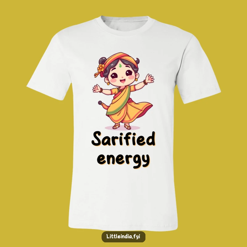 Funny Dancing Sari Character T-Shirt, Express Your Joyful Spirit