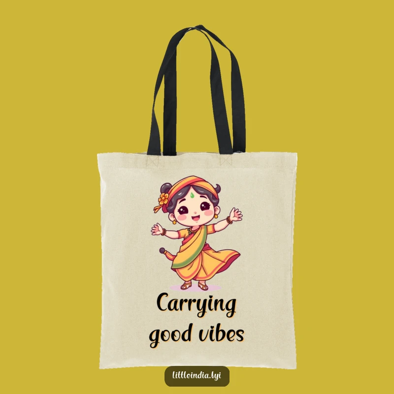 Funny Dancing Sari Character Tote Bag, Carry Your Joy Everywhere