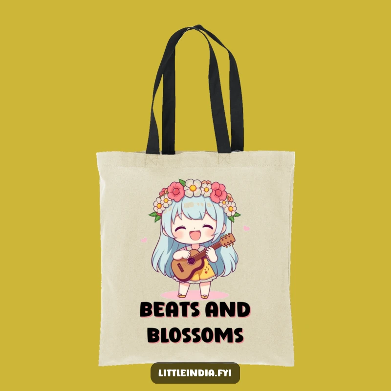 Funny Garland Beats Tote Bag - Delightful Character, Music Lover Carry-All, Funny Gift
