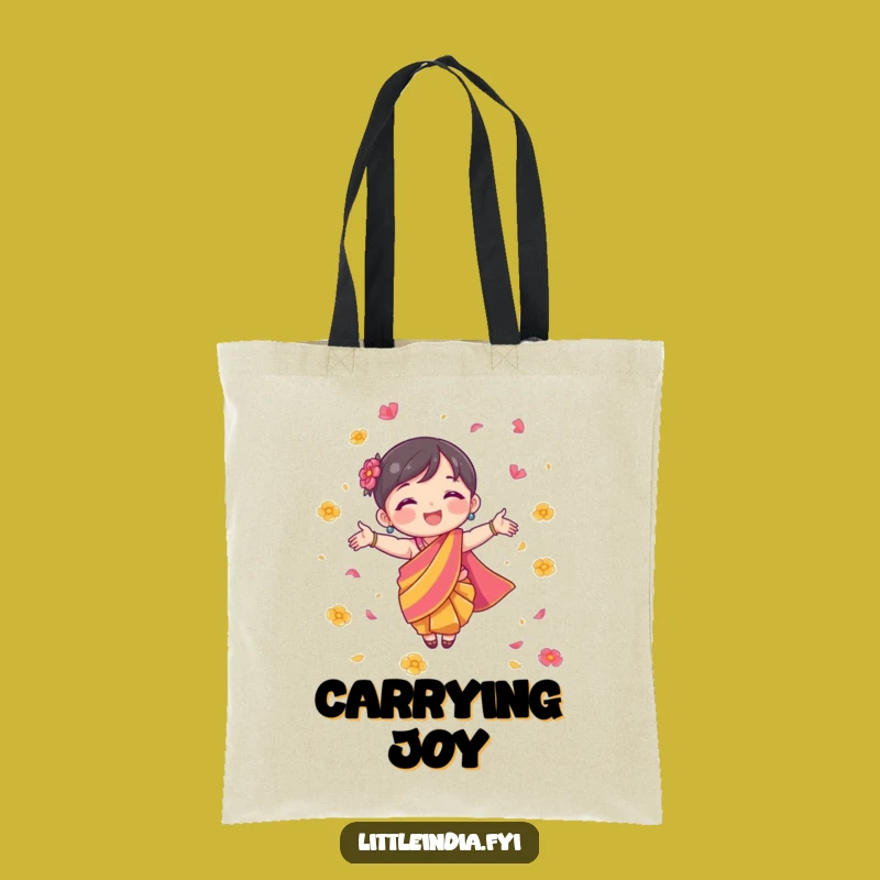Funny Joyful Sari Tote Bag - Humorous Festival Gift for Colorful Shoppers