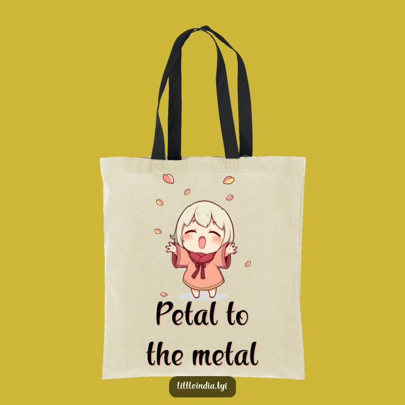 Funny Petal Toss Tote Bag: Excited Character's Joyful Design - Carry the Fun!