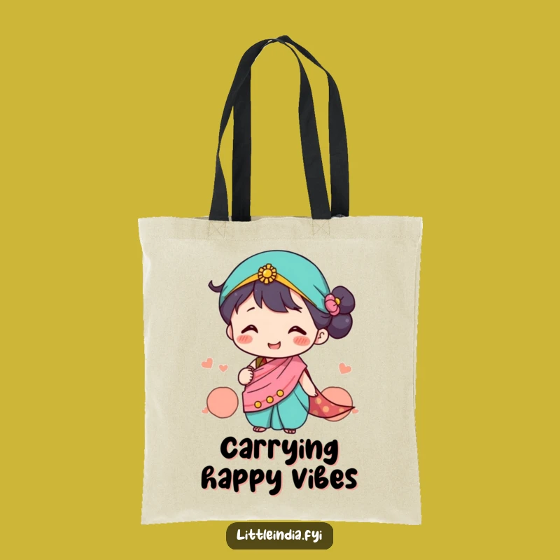 Funny Sari Character Tote Bag: Carry Smiles, Cultural Style - Funny Gift!