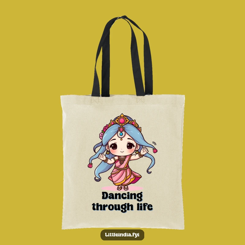 Funny Sari Dancer Tote Bag: Chic Character Dancing in Sari, Great Funny Gift