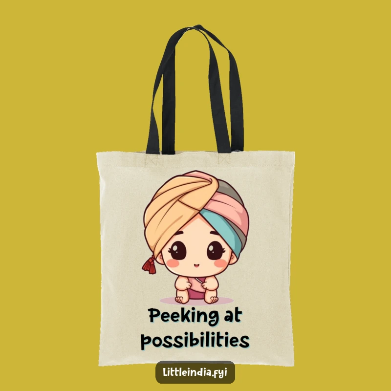 Funny Turban Peeking Tote Bag: Chic Character Peeking, Practical Funny Gift