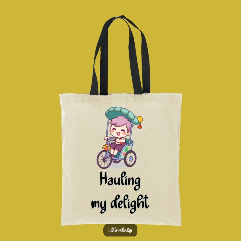 Funny Rickshaw Rider Tote Bag - Playful Style, Spacious & Hilarious Carryall